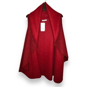 Catherine Lillywhite's Red Draped Open-Front Knit Vest Wrap One Size NWT